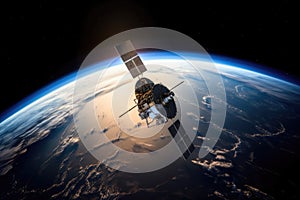 satellite, orbiting the earth and sending out signals for communication and navigation