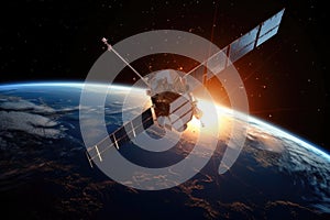 satellite, orbiting the earth and sending out signals for communication and navigation