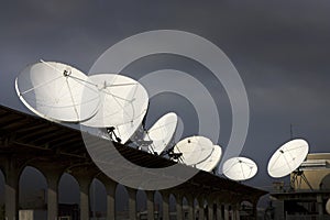 Satellite Receiver Dishes Emphasize Communication and Technology