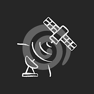 Satellite signal chalk white icon on dark background