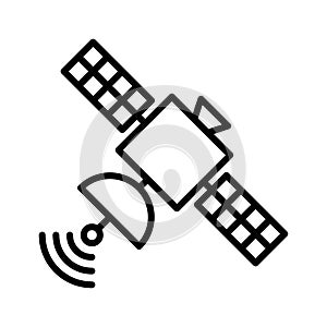 Satellite solid icon, navigation and communication. Pictogram isolated on a white background