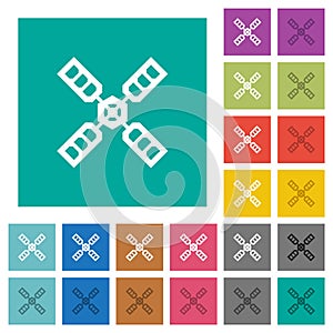 Satellite square flat multi colored icons