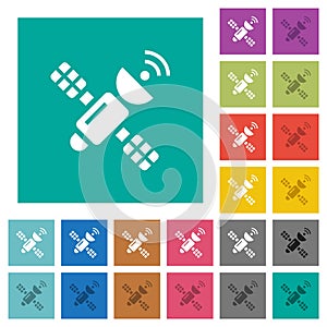 Satellite square flat multi colored icons photo