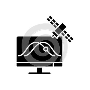 Satellite tracking black glyph icon