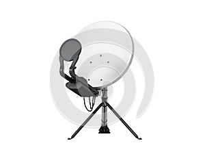 Satellite tv or internet concept satellite dish 3d render on white no shadow