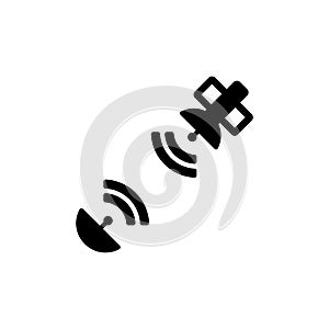 Satellite vector icon. The satellite transmits the signal and the satellite dish receives. Vector EPS 10