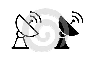 Satellite vector icon set. Wireless satellite dish symbol