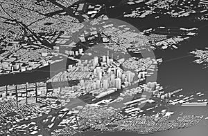 Satellite view of Boston, map of the city with house and building. Skyscrapers. Massachusetts. Usa