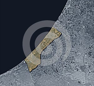 Satellite view of the Gaza Strip is a self-governing Palestinian territory