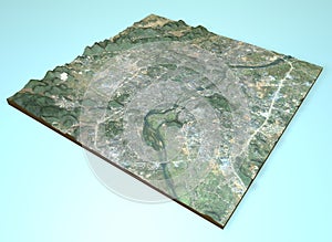 Satellite view of Guilin, China, map, section 3d