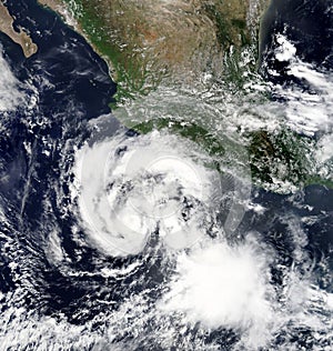 Satellite view of Hurricane Hilary from space.
