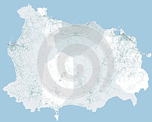 Satellite view of the island of Ischia, vector. Buildings and houses, streets. Campania. Italy