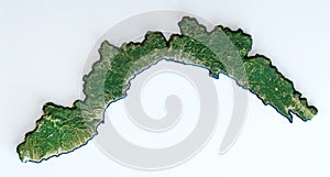 Satellite view of the Liguria region. Italy