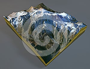 Satellite view of Mount Blanc