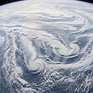 Satellite view of multiple cyclonic systems