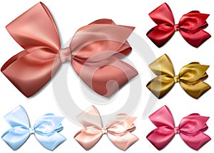 Satin color ribbons. Gift bows. photo