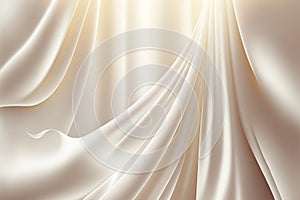 Satin textile shiny white beige silk fabric drape