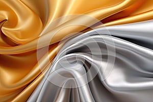 Satin texture silver and gold fabric background