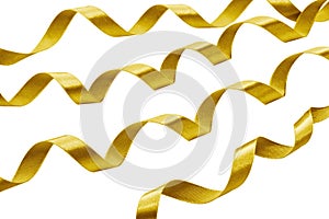 Satin  yellow golden ribbon isolated on white