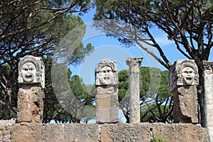 Satiric masks in Ostia Antica