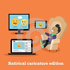 Satirical Caricature Edition Design Flat