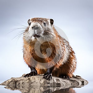 Satirical Groundhog In Rock: A Unique And Expressive Artwork