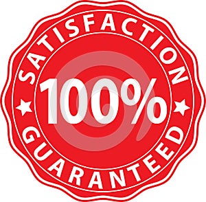 Satisfaction 100% guaranteed red sign, vector illustration