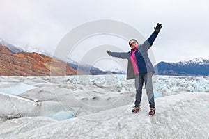 Satisfaction of being on the Viedma glacier, patagonia, argentina