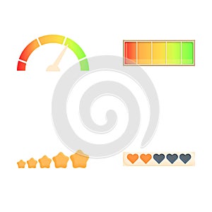 Satisfaction counter icons set cartoon vector. Customer satisfaction indicator