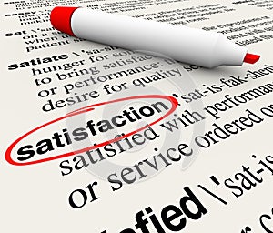 Satisfaction Dictionary Definition Circled Marker Happiness Plea
