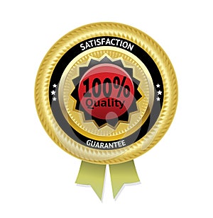 Satisfaction guarantee gold vector label