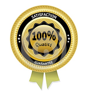 Satisfaction guarantee gold vector label