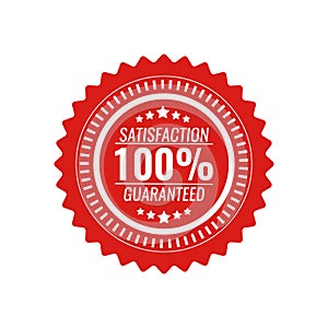 Satisfaction guaranteed circle seal stamp on white background