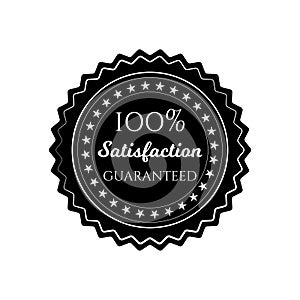 Satisfaction guaranteed circle seal stamp on white background