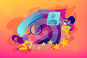 Satisfaction and loyalty analysis concept vector illustration.