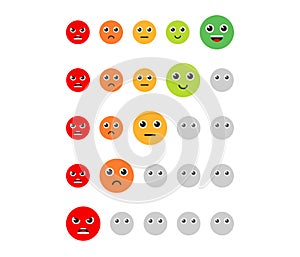 Satisfaction Rating. Set of Feedback Icons in form of emotions. Excellent, good, normal, bad, awful.