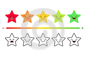 Satisfaction Rating. Set of Feedback Icons in form of emotions. Excellent, good, normal, bad, awful.