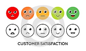 Satisfaction Rating. Set of Feedback Icons in form of emotions. Excellent, good, normal, bad, awful.