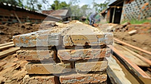 The satisfaction of seeing a finished brick structure knowing each brick was laid with care and precision photo