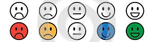 satisfaction survey emoji emoticon sad smile, neutral positif negatif