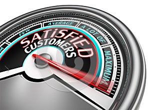 Satisfied customers conceptual meter indicate maximum photo