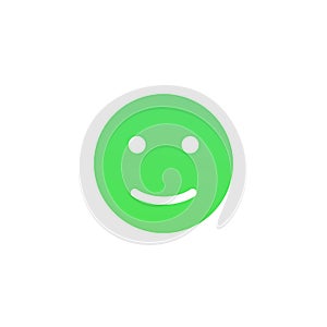 Satisfied emoji anthropomorphic face. Green smiley isolated on a white background