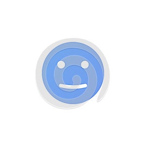 Satisfied emotion anthropomorphic face. Blue smiley isolated on a white background.
