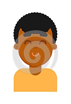 Satisfied facial expression of black boy avatar