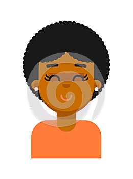 Satisfied facial expression of black girl avatar