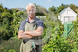 Satisfied farmer in garden