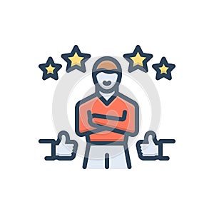 Color illustration icon for Satisfied, contented and feedback photo