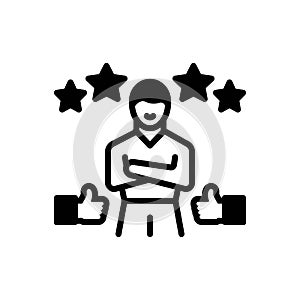 Black solid icon for Satisfied, contented and feedback