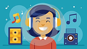 A satisfied smile on a music connoisseurs face as they listen to their favorite album on a highquality hifi system photo