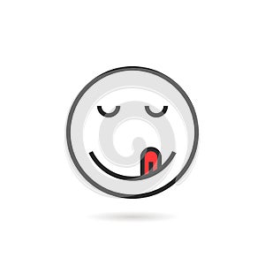 Satisfied thin line emoji icon with shadow